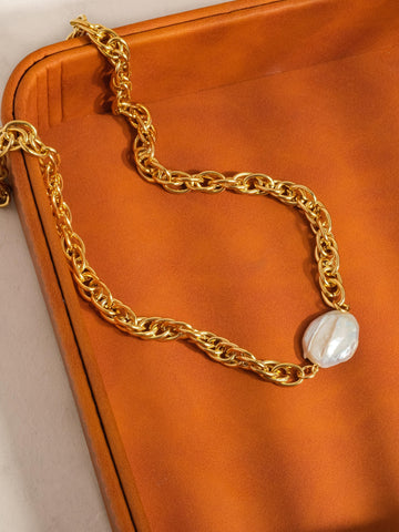 Bold Pearl Chain Necklace