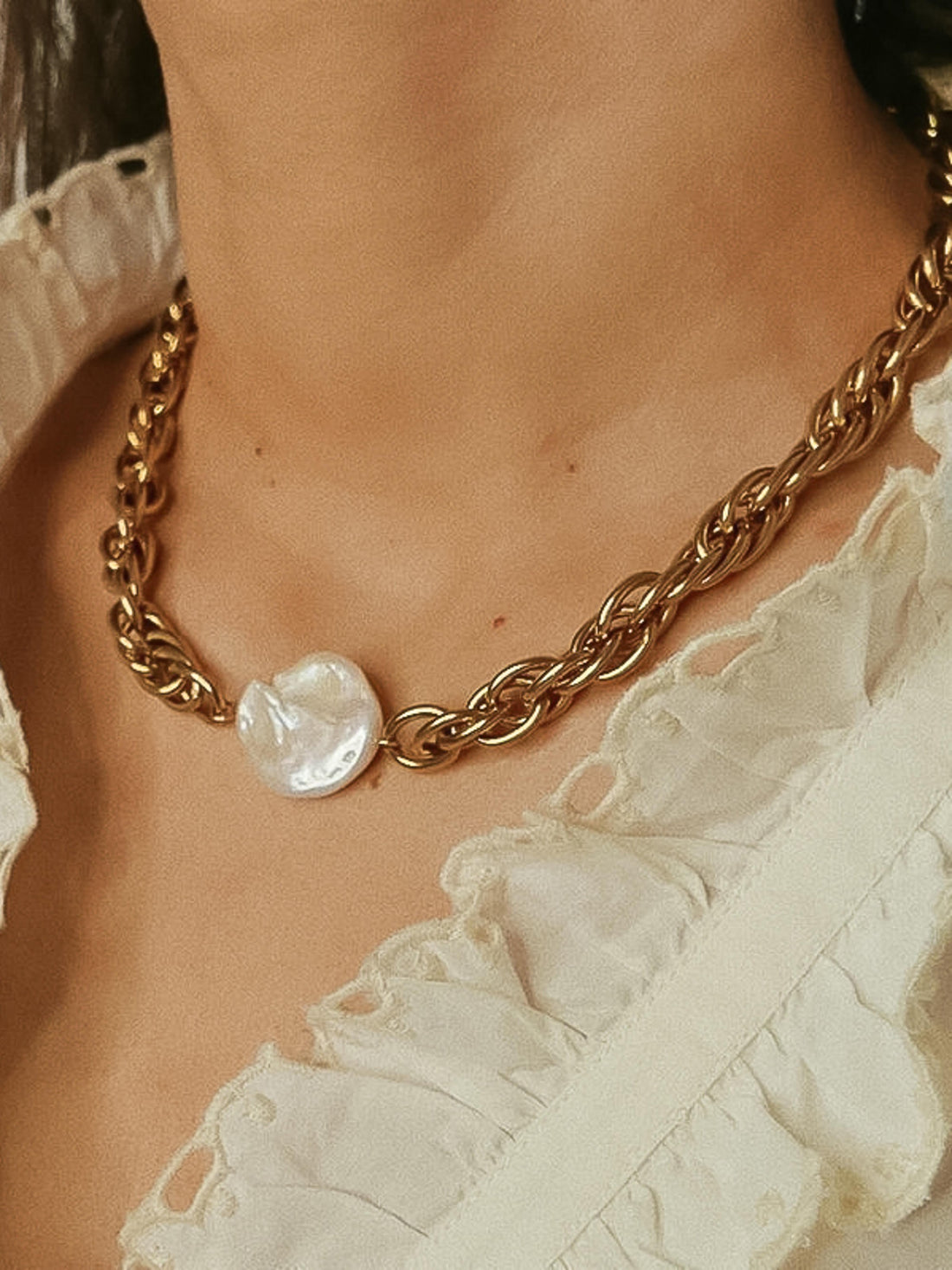 Bold Pearl Chain Necklace